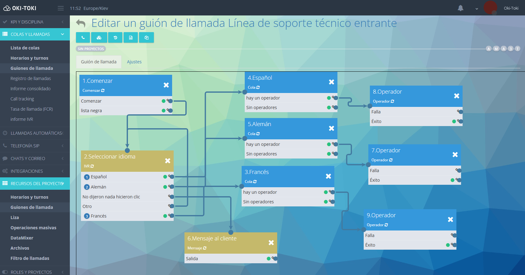 Configuración de mensajes por país