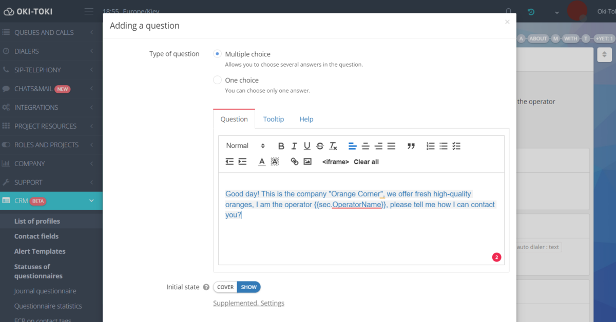 Configuración de un script en CRM