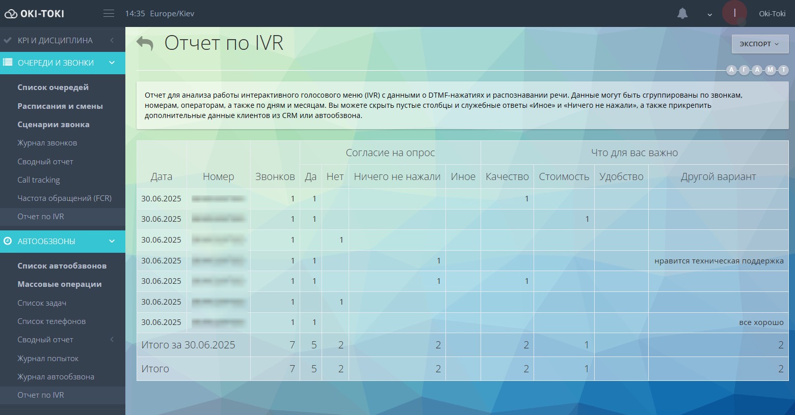Отчет по IVR